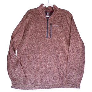 Eddie Bauer Sweatshirt Mens 2XL Brown Pink Fleece Line 1/4 Zip Jacket Zip Pocket